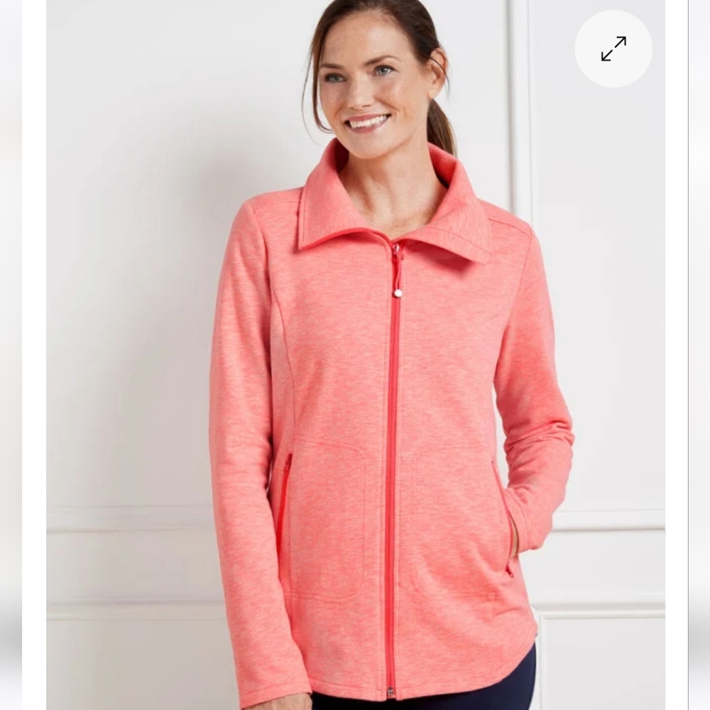 Talbots Coral Zip-Front Knit Jacket